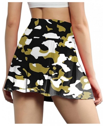 Womens Plus Size Tennis Skirt High Waist Elastic Camo Smocked Skirts Fashion Loose Fit Print Athletic Skorts Skirt Ccg21 ging...