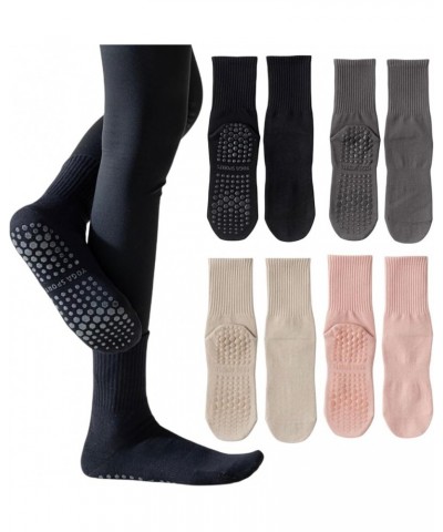 Pilates Socks with Grips for Women Non Slip Hospital Socks Grip Socks for Women Grippy Sticky Socks B02-black Dark Grey Beige...