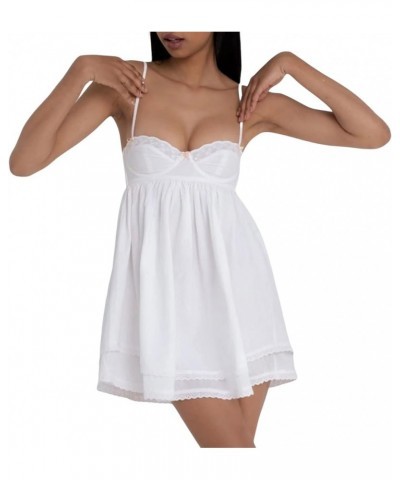 Women Summer Y2k Sling Dress Sleeveless Sexy Spaghetti Straps Lacing Pleated See-Through Party Night Mini Dress White 3 $7.48...