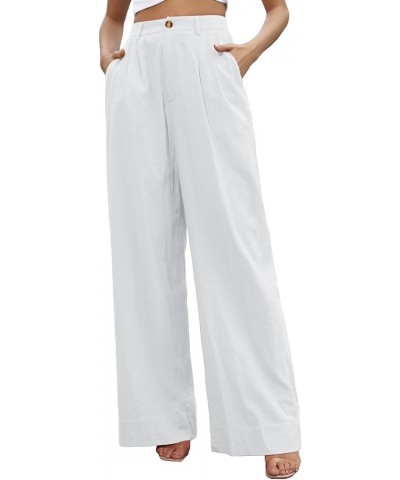 Linen Wide Leg Dress Pants for Women High Waisted Palazzo Pants Casual Lounge Beach Trousers with Pocket. White $21.99 Pants