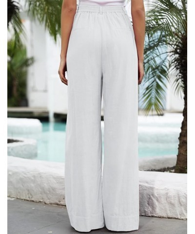 Linen Wide Leg Dress Pants for Women High Waisted Palazzo Pants Casual Lounge Beach Trousers with Pocket. White $21.99 Pants