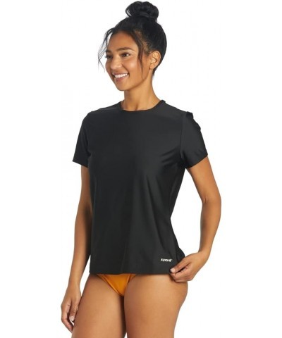 Women's Rash Guard Short Sleeve, Color Block, Skin-Tight, Comfortable Fit, UPF 50 Sun Protection, Lightweight Swimsuit Black ...