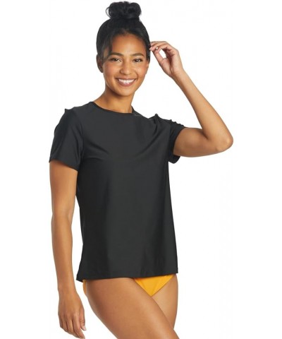 Women's Rash Guard Short Sleeve, Color Block, Skin-Tight, Comfortable Fit, UPF 50 Sun Protection, Lightweight Swimsuit Black ...