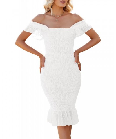 Midi Dresses for Women - Backless Dress Square Neck - Stretchy Ruched Fabric, Sexy Summer Dresses for Women 2023,White M $22....