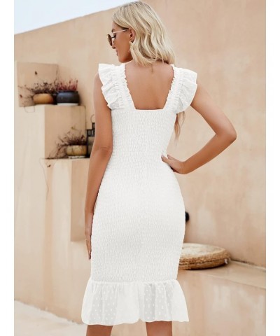 Midi Dresses for Women - Backless Dress Square Neck - Stretchy Ruched Fabric, Sexy Summer Dresses for Women 2023,White M $22....