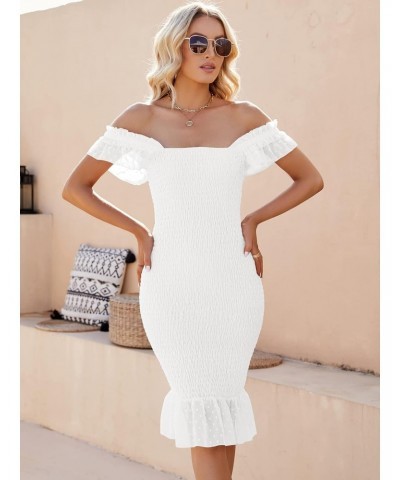 Midi Dresses for Women - Backless Dress Square Neck - Stretchy Ruched Fabric, Sexy Summer Dresses for Women 2023,White M $22....