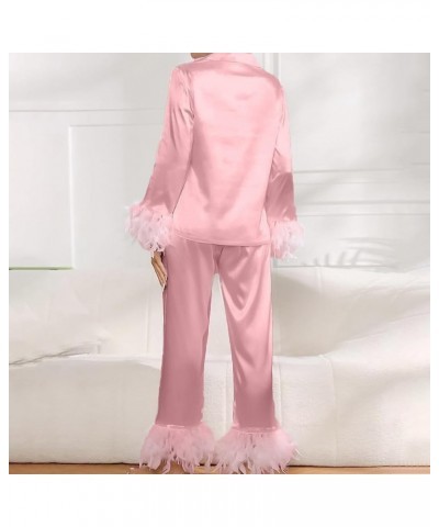 Women's Printed Pyjama Sets Soft Two Piece Loungewear Sets Long Sleeve Tops Pants Matching Pyjamas Nightwear, S-2XL Pink $16....