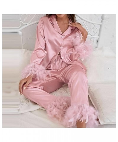 Women's Printed Pyjama Sets Soft Two Piece Loungewear Sets Long Sleeve Tops Pants Matching Pyjamas Nightwear, S-2XL Pink $16....