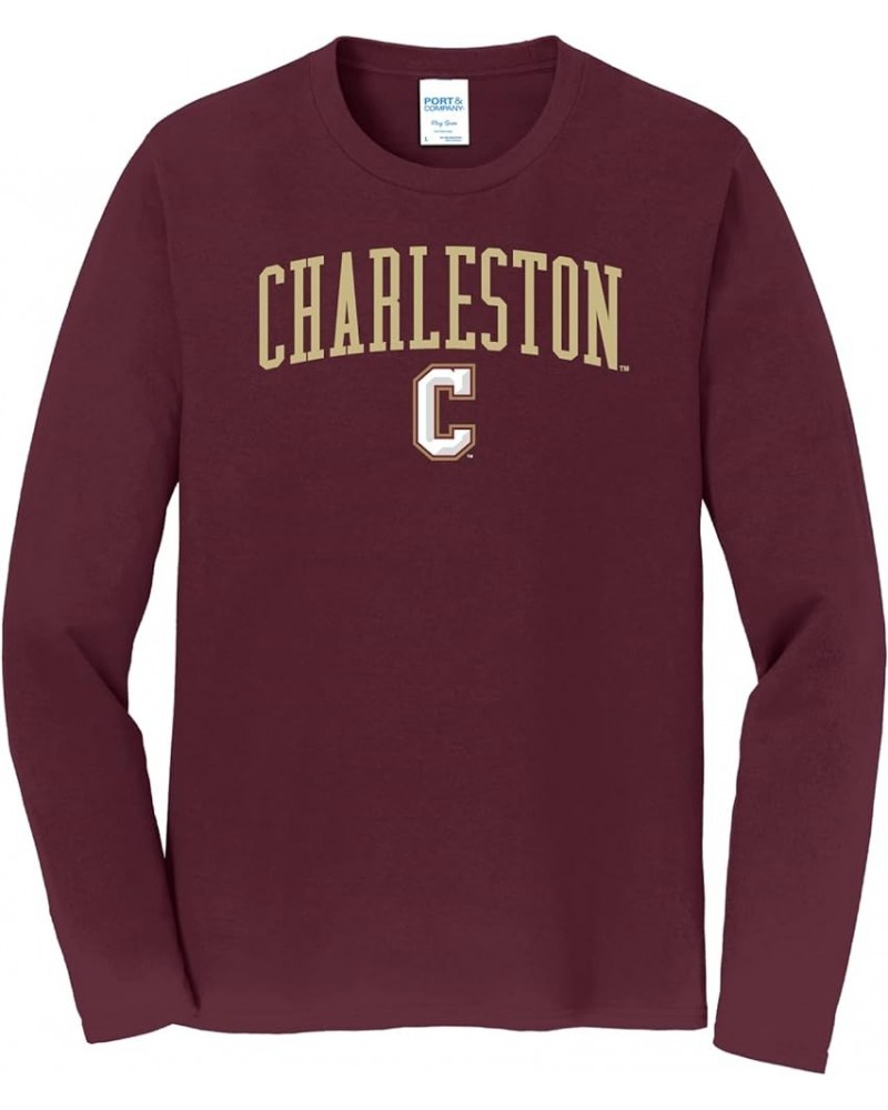 College of Charleston Cougars Long Sleeve T-Shirt – NCAA Unisex Collegiate Shirts Jumbo Arch Maroon $17.86 Tops