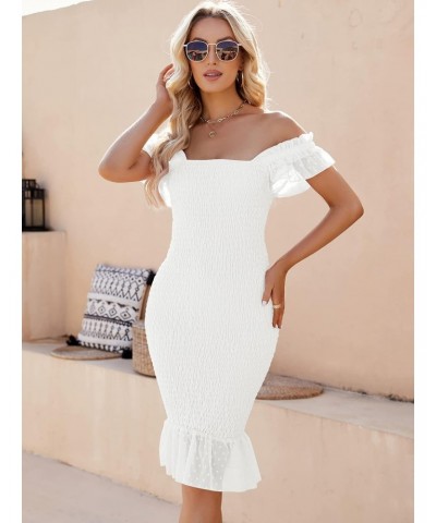 Midi Dresses for Women - Backless Dress Square Neck - Stretchy Ruched Fabric, Sexy Summer Dresses for Women 2023,White M $22....