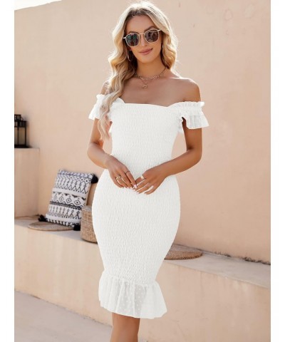 Midi Dresses for Women - Backless Dress Square Neck - Stretchy Ruched Fabric, Sexy Summer Dresses for Women 2023,White M $22....