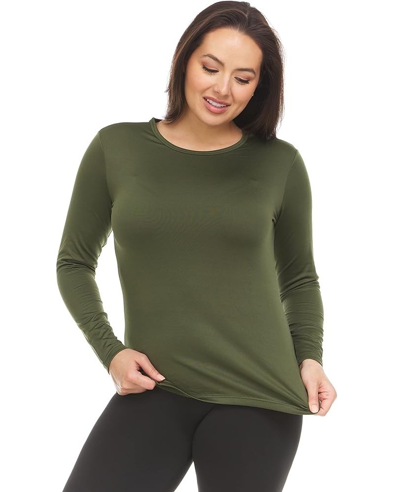 Thermal Shirts for Women Long Sleeve Tops Winter Thermal Undershirt for Women Crewneck Olive Green $12.95 Underwear