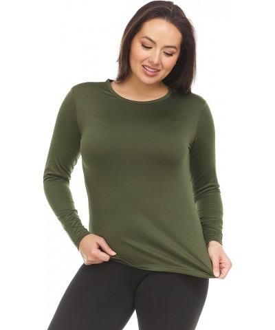 Thermal Shirts for Women Long Sleeve Tops Winter Thermal Undershirt for Women Crewneck Olive Green $12.95 Underwear