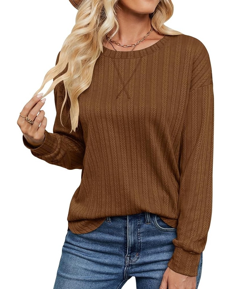 Womens Long Sleeve Tunic Tops Dressy Casual Crew Neck Pullover Sweaters Oversized Sweatshirts Coffee $16.11 Tops