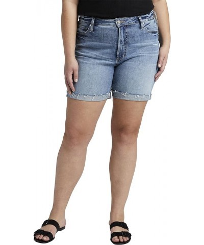 Women's Plus Size Sure Thing High Rise Long Short Med Wash Scv258 $14.25 Shorts