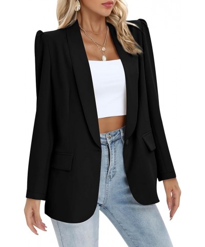 Puff Long Sleeve Blazers for Women Business Casual Open Front Work Blazer Jackets with Pockets Black $19.24 Blazers