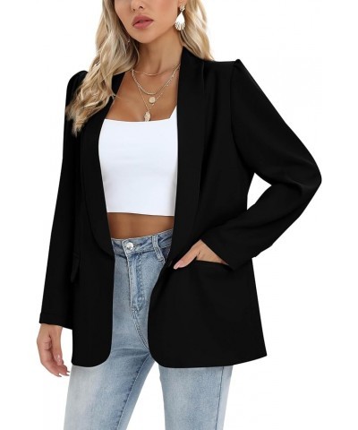 Puff Long Sleeve Blazers for Women Business Casual Open Front Work Blazer Jackets with Pockets Black $19.24 Blazers