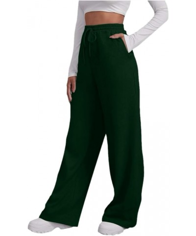 Womens Wide Leg Sweatpants Baggy Cozy Fleece Boyfriend Casual Pants Elastic High Waisted Yoga Pants Pockets 2024 Trendy Ad- G...