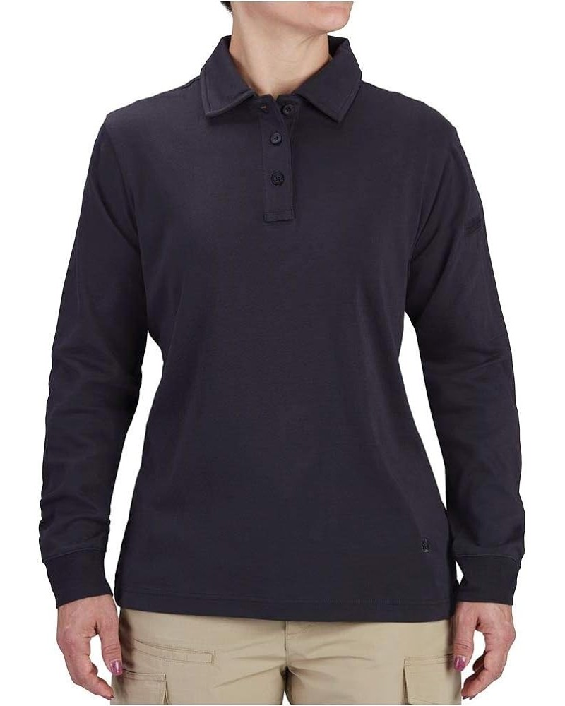 Women's Uniform Cotton Long Sleeve Polo Dark Navy $15.31 Tops