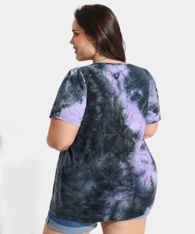 Women Plus Size Short Sleeve Tunic Tops Round V Neck Casual Shirts Summer Blouses XL-5XL A2-tie Dye $14.27 Tops