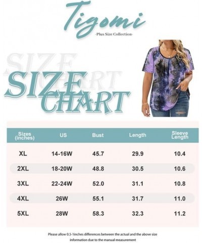 Women Plus Size Short Sleeve Tunic Tops Round V Neck Casual Shirts Summer Blouses XL-5XL A2-tie Dye $14.27 Tops