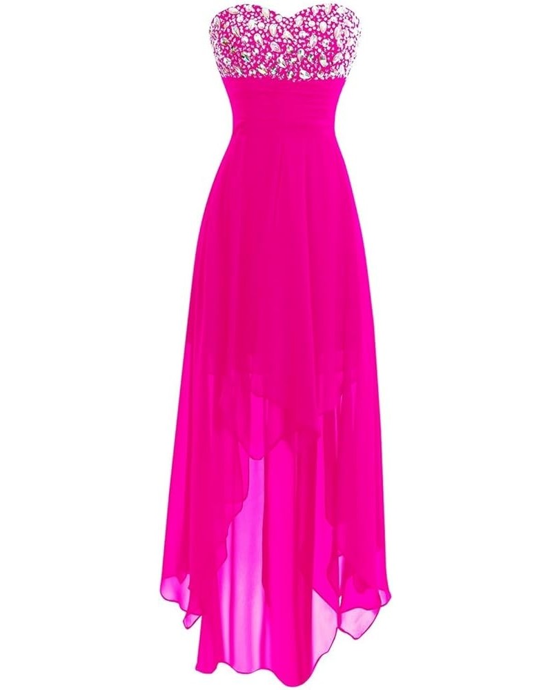 Long Bridesmaid Dresses for Wedding Guest Dresses High Low Chiffon Formal Dress Evening Gowns Fuchsia $37.63 Dresses