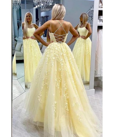 Tulle Prom Dress Lace Appliques Ball Gowns Straps Long Evening Dresses for Women Turquoise $43.70 Dresses