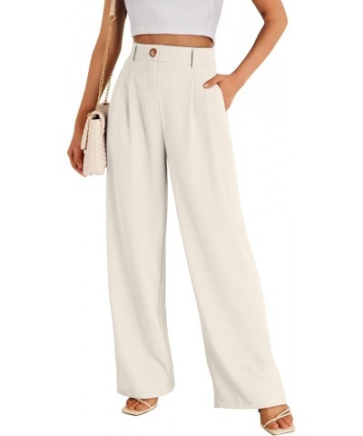 Wide Leg Dress Pants Women's High Waisted Business Casual Trousers Regular Off-white $21.19 Pants