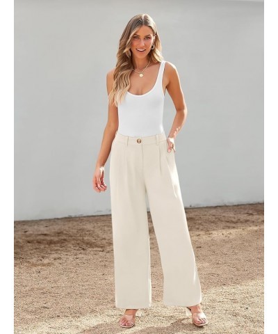 Wide Leg Dress Pants Women's High Waisted Business Casual Trousers Regular Off-white $21.19 Pants