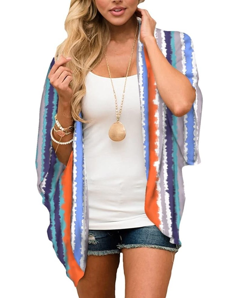 Women Floral Chiffon Kimono Cardigan Loose Cover Up Casual Blouse Top Striped-9111 $10.19 Swimsuits