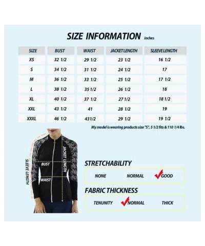 Women UPF50+ Front Zipper Up Long Sleeve Swimsuits Top Pockets Swim Rash Guard (PIH-JRSRGT-JZSRGT) Black With Anaconda $10.64...