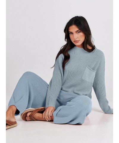 Womens 2 Piece Outfits Sweater Sets Long Sleeve Knit Tops and Loose Pants Classy Matching Tracksuit Lounge Sets Sky $30.23 Ac...