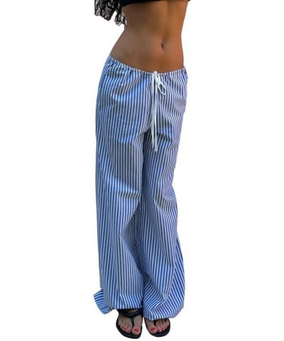 Women Y2k Stripes Lounge Pants Elastic Waist Straight Leg Trousers Casual Loose Fit Bottoms Going Out Pants K-blue Fifteen $8...