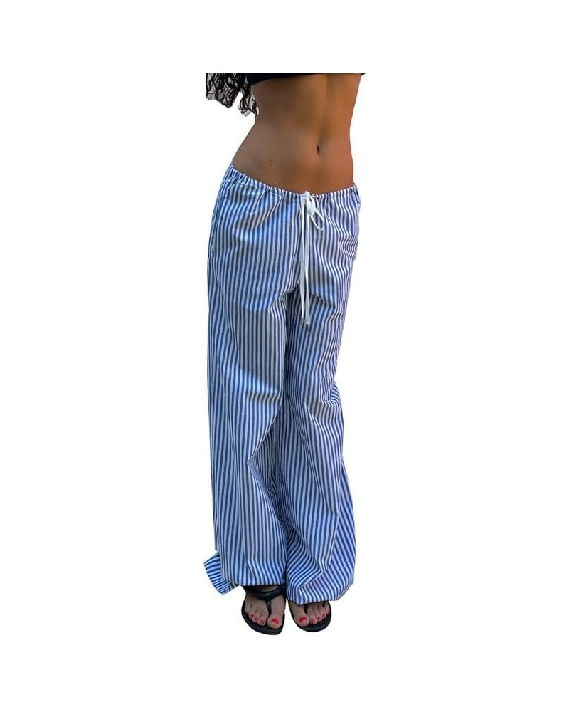 Women Y2k Stripes Lounge Pants Elastic Waist Straight Leg Trousers Casual Loose Fit Bottoms Going Out Pants K-blue Fifteen $8...