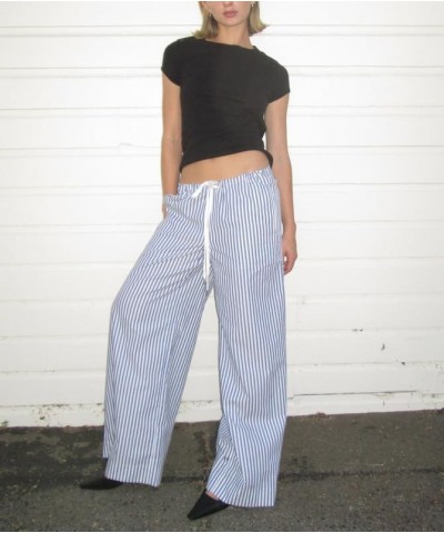 Women Y2k Stripes Lounge Pants Elastic Waist Straight Leg Trousers Casual Loose Fit Bottoms Going Out Pants K-blue Fifteen $8...