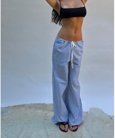 Women Y2k Stripes Lounge Pants Elastic Waist Straight Leg Trousers Casual Loose Fit Bottoms Going Out Pants K-blue Fifteen $8...