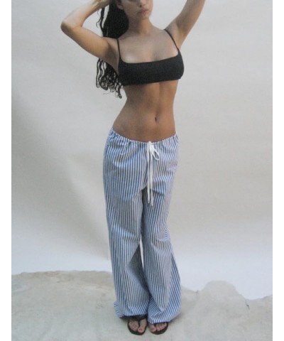 Women Y2k Stripes Lounge Pants Elastic Waist Straight Leg Trousers Casual Loose Fit Bottoms Going Out Pants K-blue Fifteen $8...