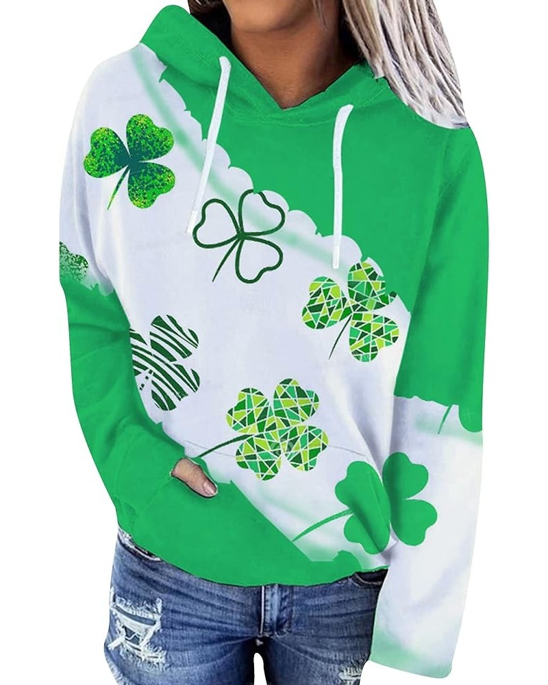 Women's St. Patrick's Day Clover Printed Hoodies Irish Shamrock Sweatshirt Long Sleeve Slouchy Pullover Tops Geometric $17.04...