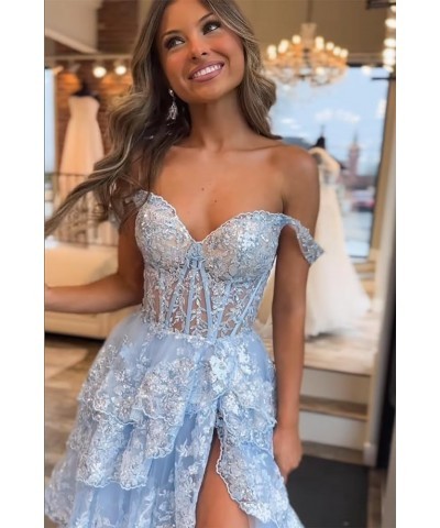 Sweetheart Prom Dress Long with Slit Off Shoulder Lace Applique Evening Dress for Teens NO114 Yellow $36.55 Dresses