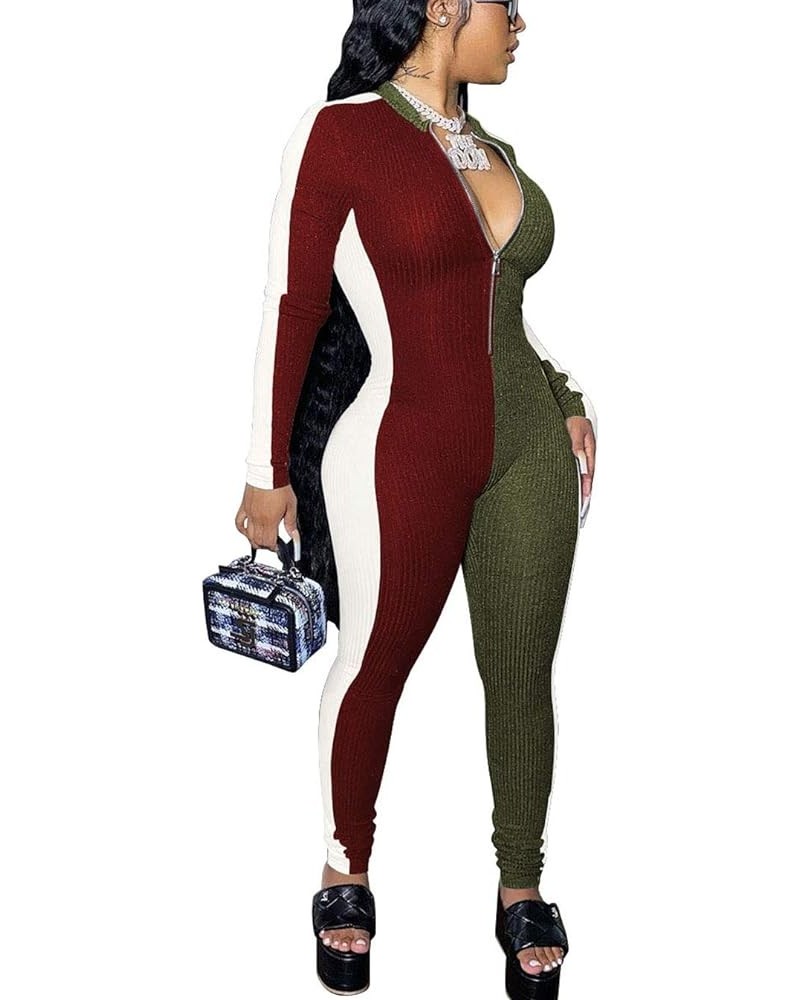 Women's Sexy V Neck Comfy Party Jumpsuit Long Sleeve Bodycon One Piece Long Pant Jumpsuit Romper Clubwear Dark Green $15.60 J...