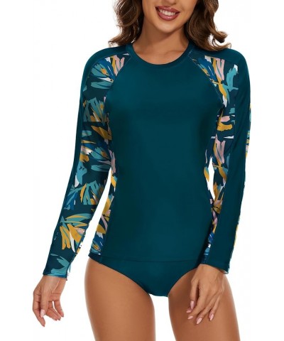 Women's Two Piece Rash Guard Long Sleeve UPF 50+ Swimsuit Built in Bra Swim Shirt with Swim Bottoms with Pockets Dark Green &...