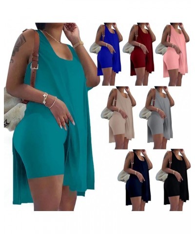 Women's Plus Size 2 Piece Outfits Sleeveless Tunic Tops and Bodycon Biker Shorts Sets Tracksuits Pink $14.35 Activewear