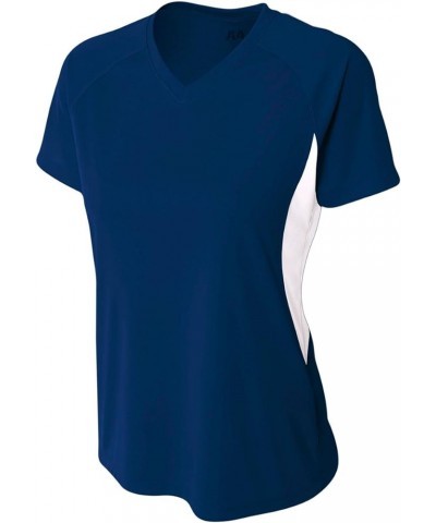 Women's Color Block Performance V-Neck Navy/White $8.53 Activewear