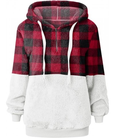 Womens Oversized Sherpa Hoodies Fuzzy Fleece Hooded Sweatshirt Winter Cozy Warm Pullover Fluffy Outwear with Pockets E1_red $...