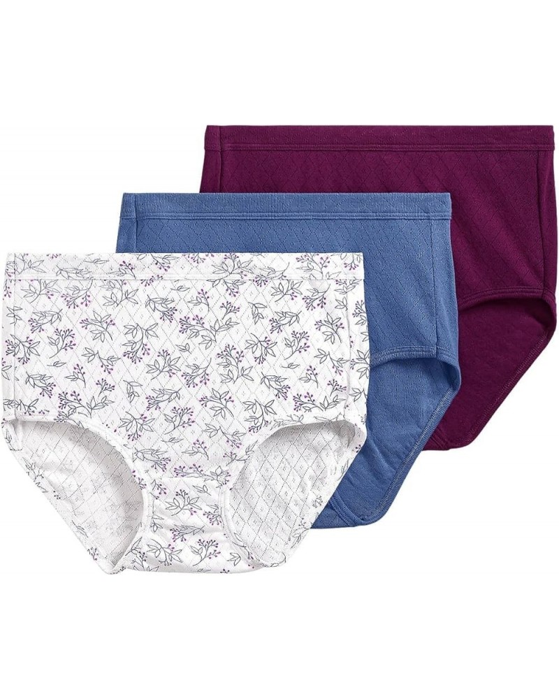 Women's Underwear Elance Breathe Brief - 3 Pack Deep Raspberry/Berry Sprig/Tornado Blue $11.07 Lingerie