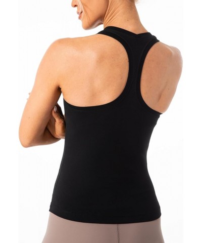 Women's Studio Essential Racerback Tank Top Yoga Performance Workout Tops Waist Length Black - Waist Length $12.95 Activewear