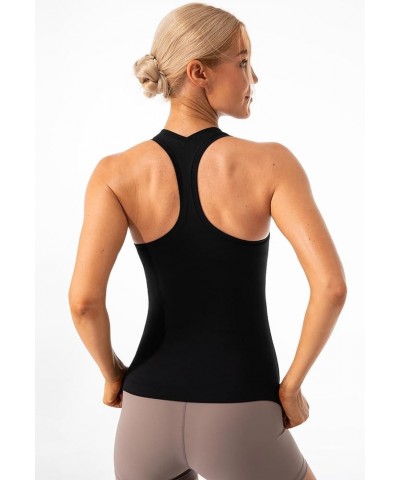 Women's Studio Essential Racerback Tank Top Yoga Performance Workout Tops Waist Length Black - Waist Length $12.95 Activewear