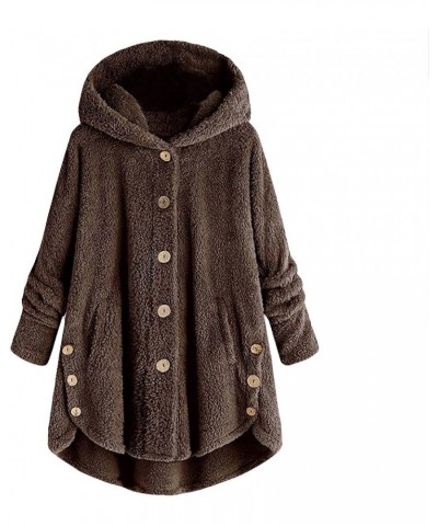 Fleece Jackets Plus Size Coats Women Winter 2022 Hoodies Sweater with Pocket Woolen Tops Irregular Hooded Jacket Z-coffee $15...