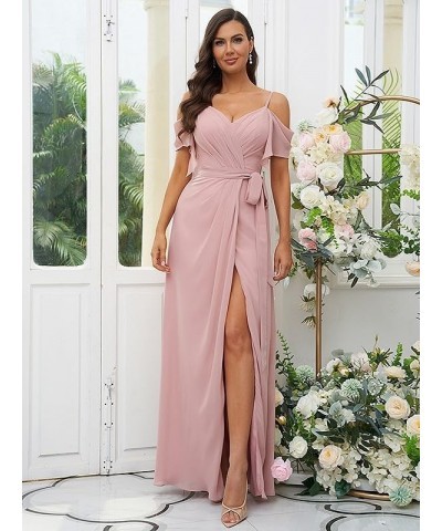 Women's Off The Shoulder Chiffon Bridesmaid Dress for Wedding Split Long Formal Dress Teal $25.85 Dresses