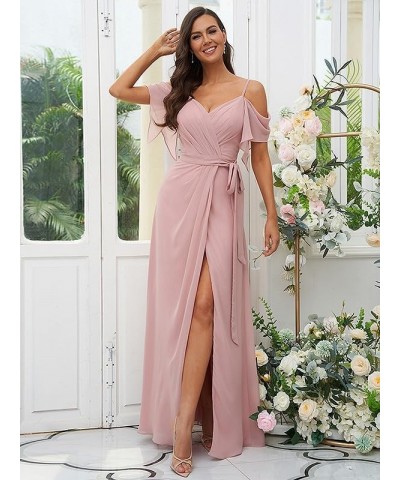 Women's Off The Shoulder Chiffon Bridesmaid Dress for Wedding Split Long Formal Dress Teal $25.85 Dresses